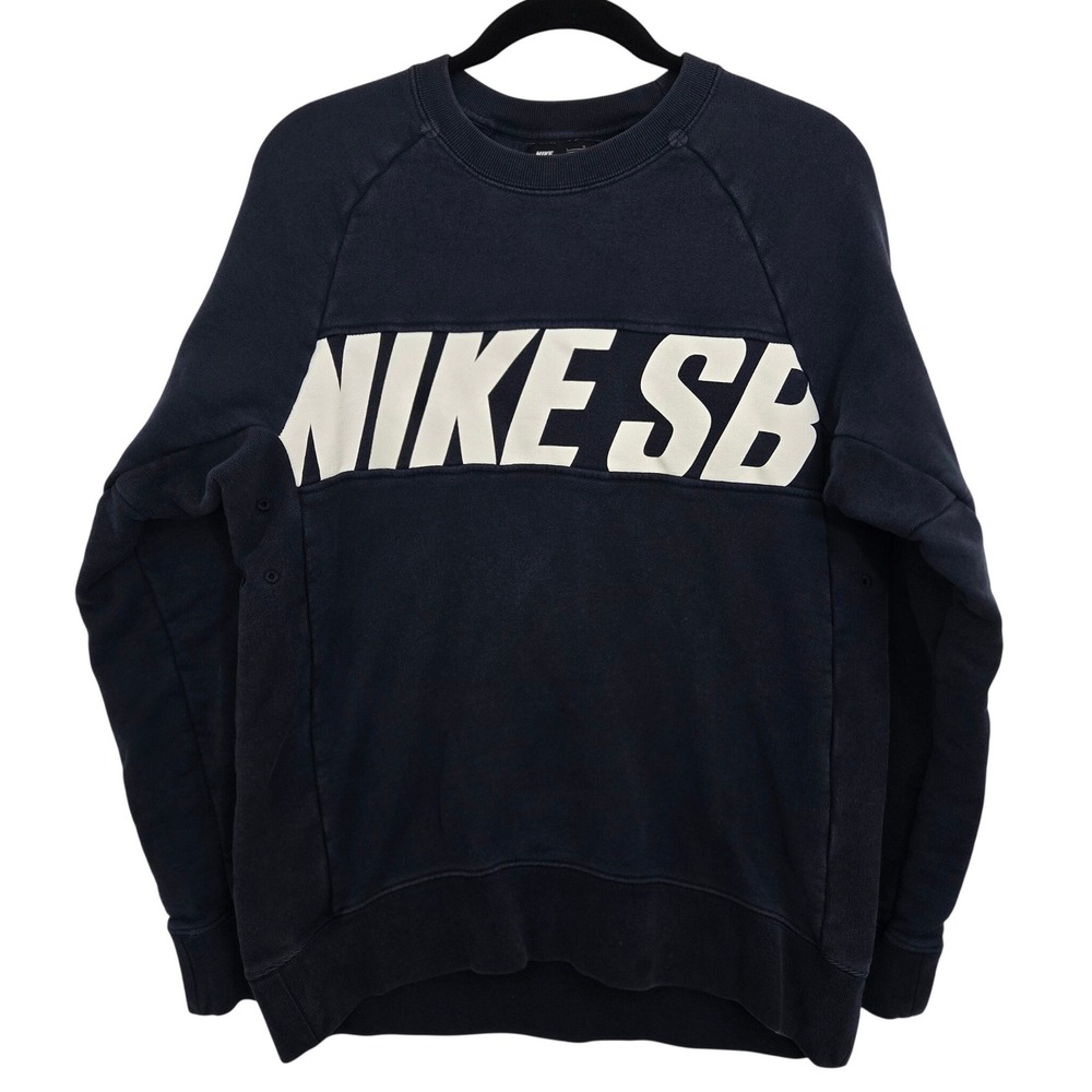 Nike SB Skateboarding Crewneck Sweatshirt Heavy Navy Blue Large Spellout Logo